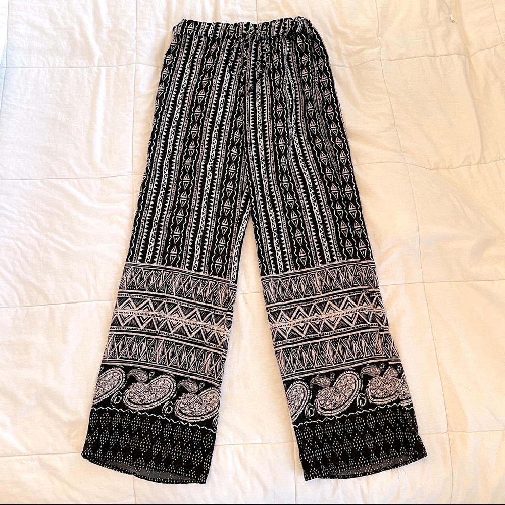 TRIBAL FLOWY WIDE LEG PANTS